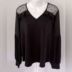 Adrianna Papell Puff Sleeve V-Neck Top